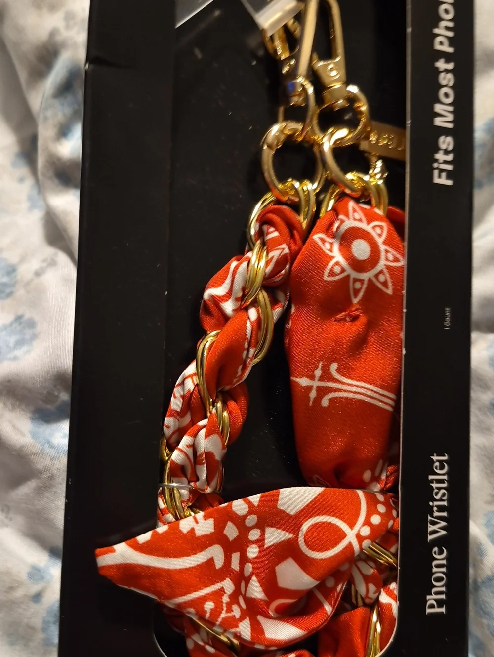 Hello Lux Crossbody Gold Chain Bandana Fabric Wristlet Holder New